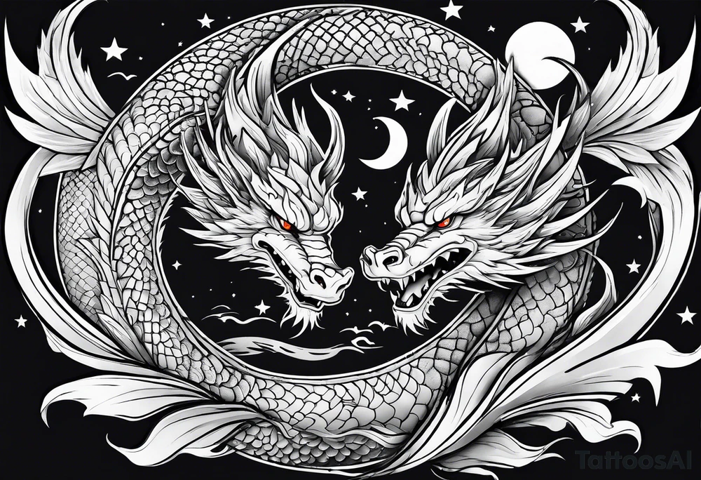 Dragon on the sky tattoo idea