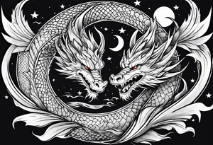 Dragon on the sky tattoo idea