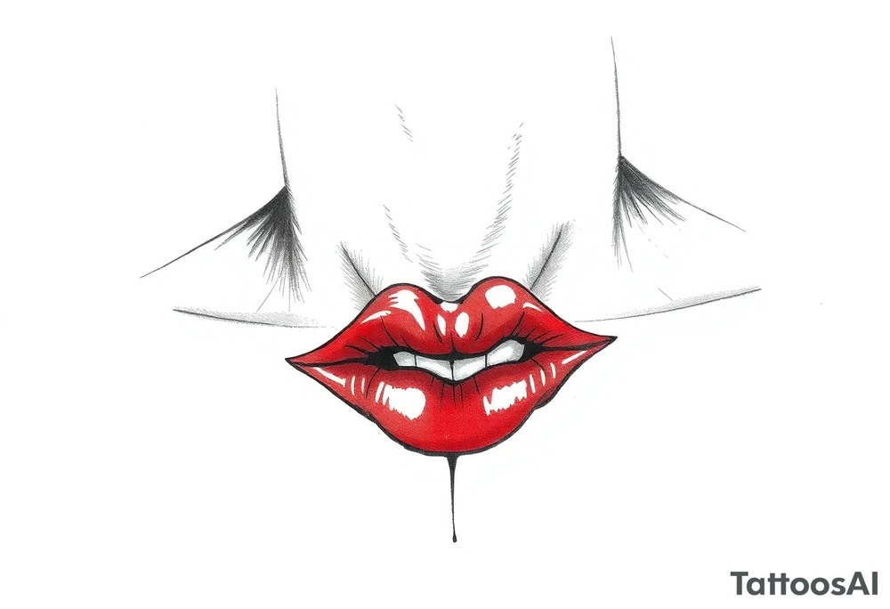 Come up with a cover up of red lip print on the collar bone for a man. tattoo idea