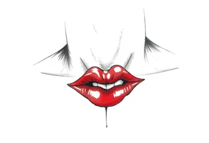 Come up with a cover up of red lip print on the collar bone for a man. tattoo idea