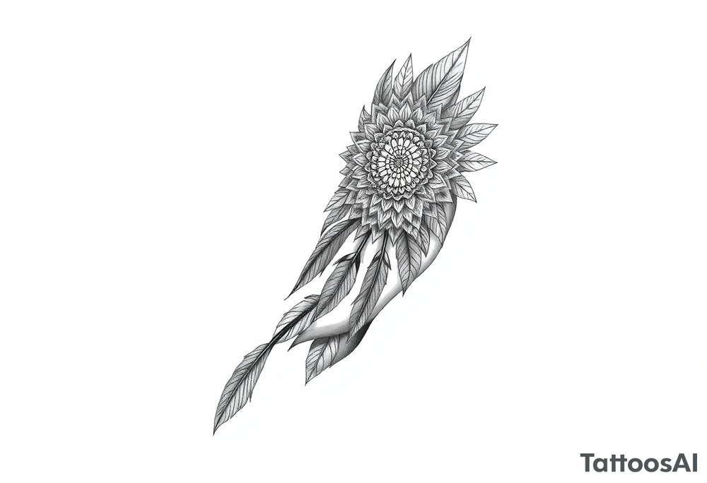 spiritual feathers ornamental mandala shaman tattoo idea