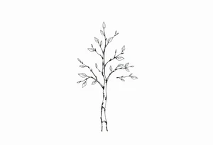 birch tree with half leaves tattoo idea
