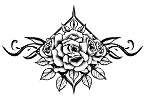 Roses filing the inside of an elongated diamond shape tattoo idea