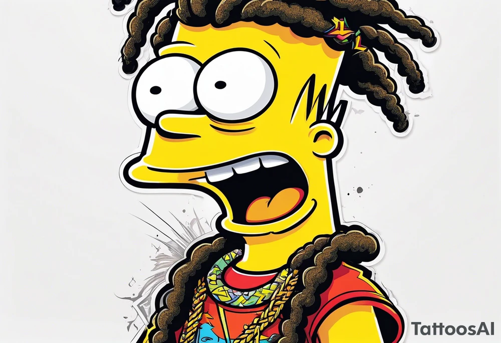 Bart Simpson with dreadlocks and rapper tattoo idea