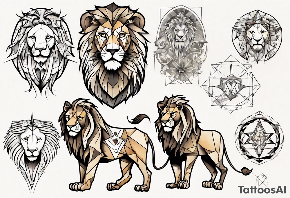 Lion, august, leader, zodiac tattoo idea