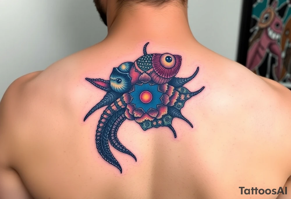 Sea life honey comb tattoo idea
