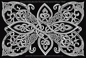 shaded four leaf celtic clover with different celtic knots in each leaf - trinity, love knot, spiral, dara tattoo idea