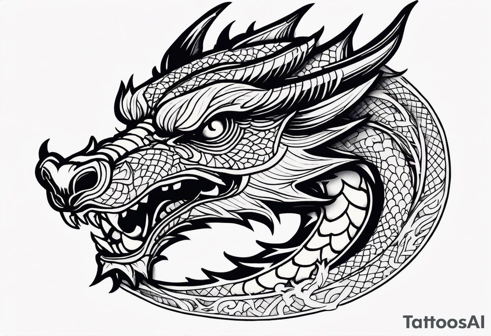 Dragon head facing front, tattoo should look old school Japanese way tattoo idea