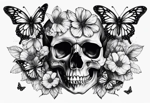 skull & butterflies tattoo idea