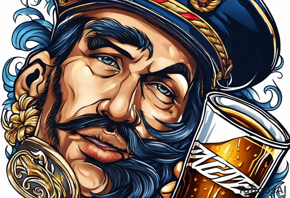 sailor drinking miller lite tattoo idea