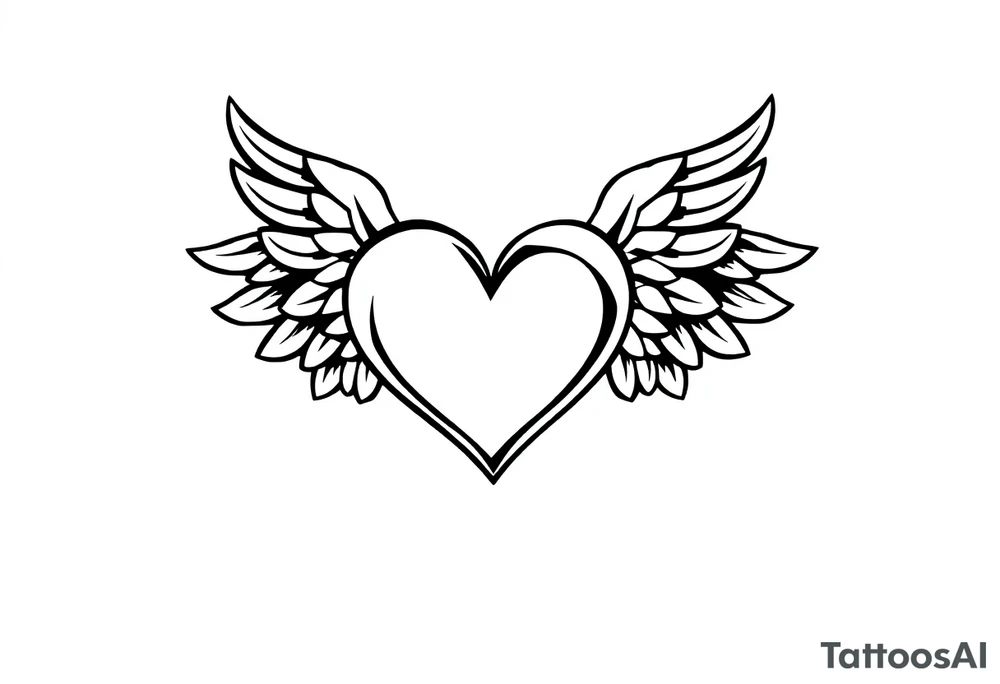 Heart and angel wings tattoo idea