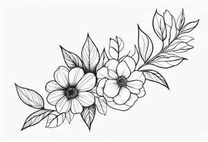 Verticle arm placement of soft flowers and leaves forearm tattoo idea