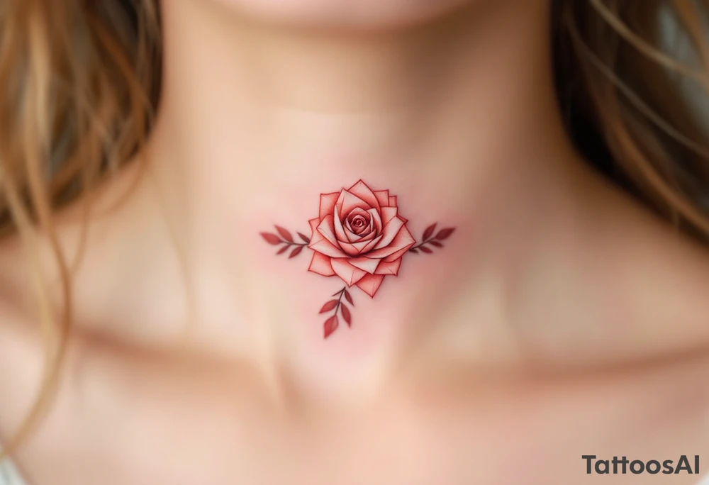 Tiny geometric roses, where the petals form sharp triangles and polygons, in shades of muted coral. tattoo idea