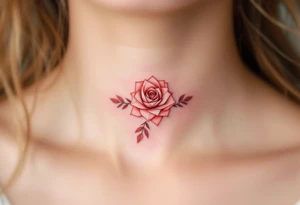 Tiny geometric roses, where the petals form sharp triangles and polygons, in shades of muted coral. tattoo idea