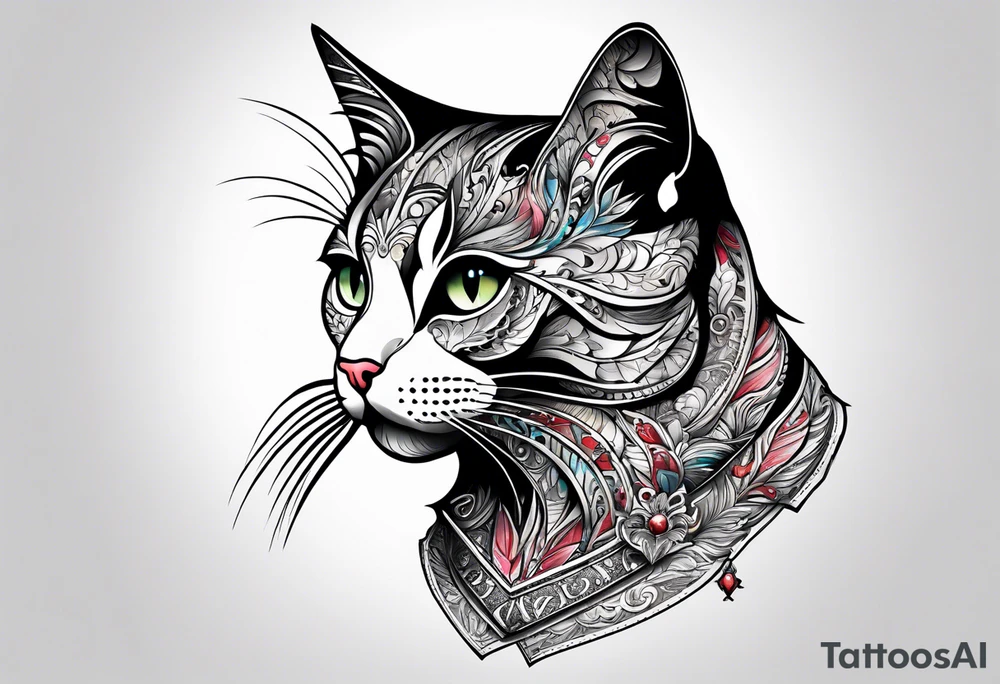 Cat made out of playing cards tattoo idea