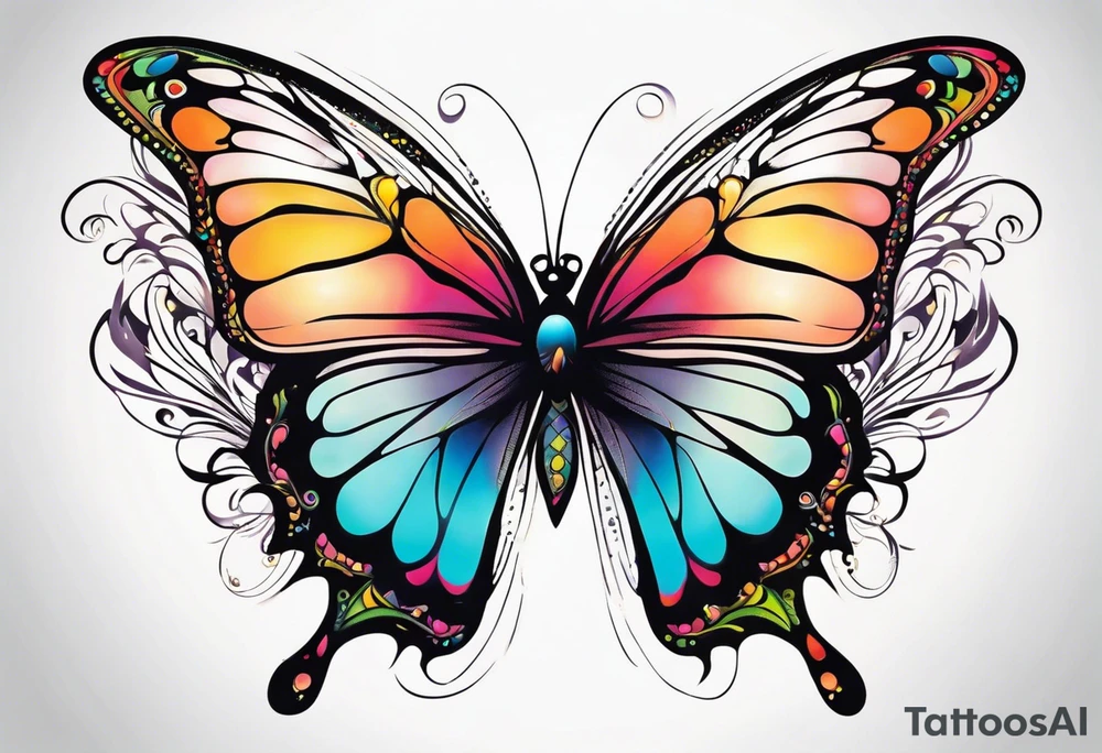 Beautiful butterfly. Flying.  very colorful and delicate. Profile tattoo idea