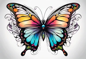 Beautiful butterfly. Flying.  very colorful and delicate. Profile tattoo idea