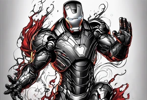 Iron man covered by venom symbiote tattoo idea