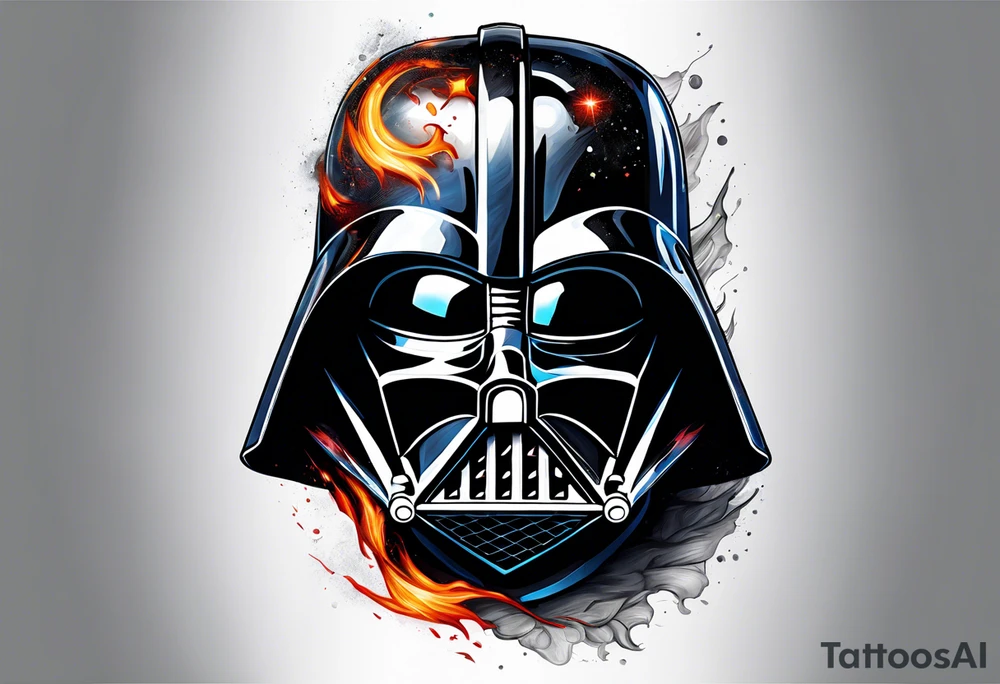 Burnt darth vader helmet tattoo idea