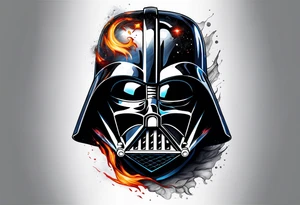 Burnt darth vader helmet tattoo idea