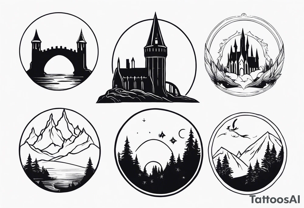 Lord of the rings and Harry Potter together. Small dainty and minimal tattoo idea