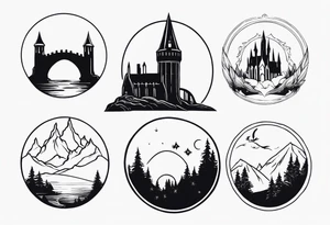 Lord of the rings and Harry Potter together. Small dainty and minimal tattoo idea