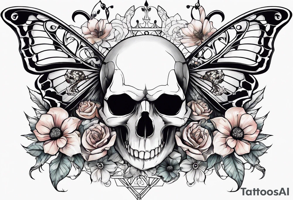 Large scorpions with skulls, flowers and butterflies tattoo idea