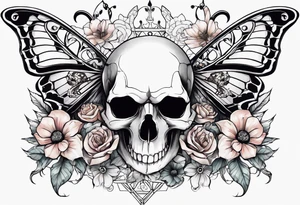 Large scorpions with skulls, flowers and butterflies tattoo idea