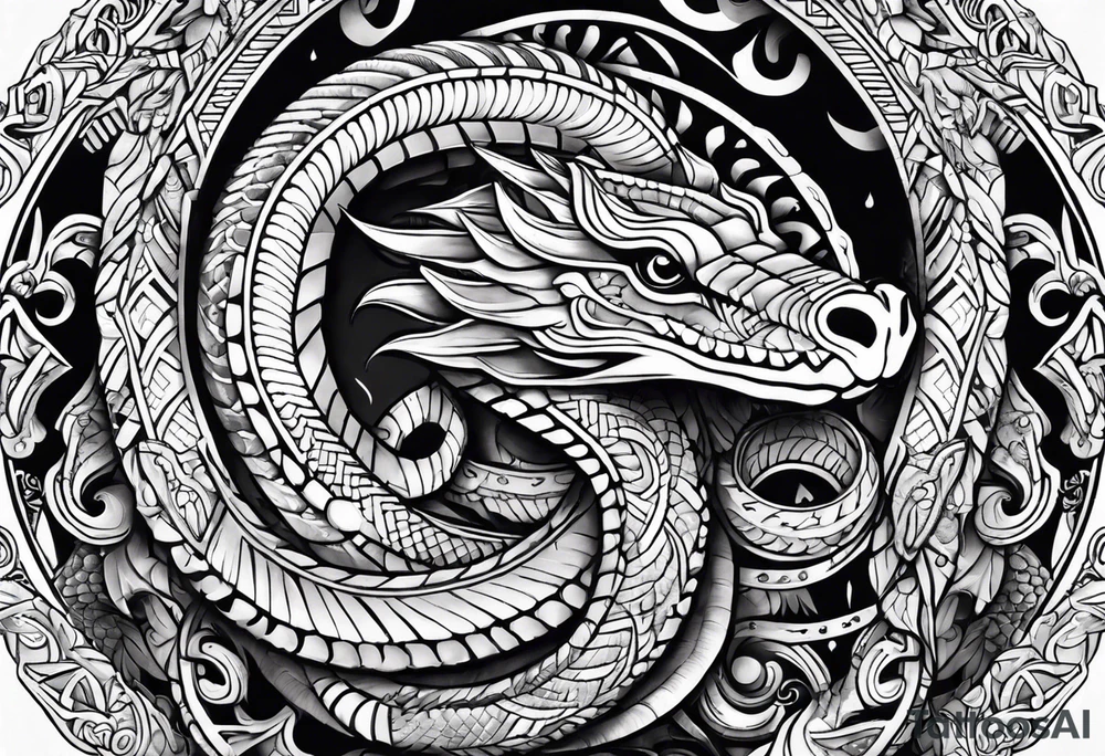 aztec snake sleeve tattoo idea