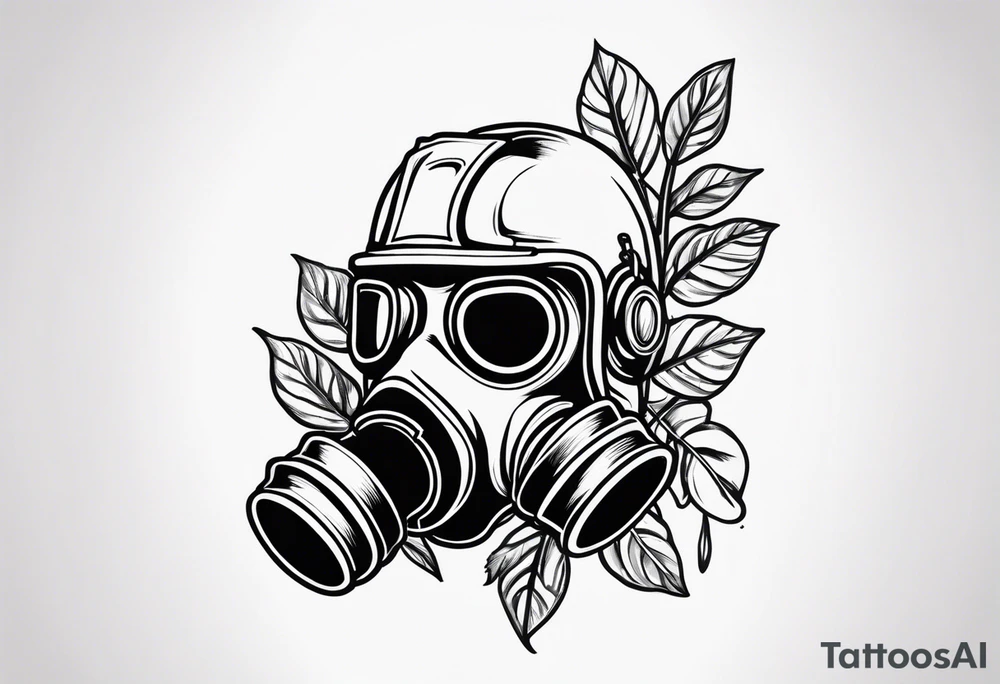 plant stick out of a gasmask tattoo idea
