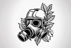 plant stick out of a gasmask tattoo idea