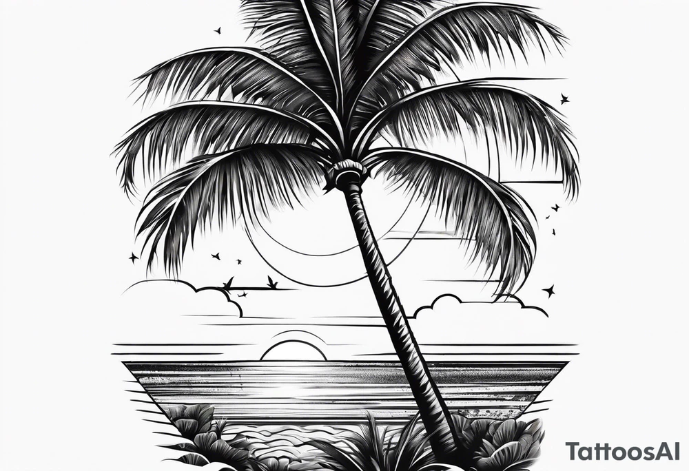 palm tree sleeve tattoo idea