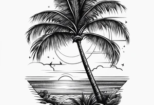 palm tree sleeve tattoo idea