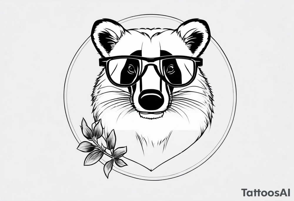 badger with glasses on eating tattoo idea