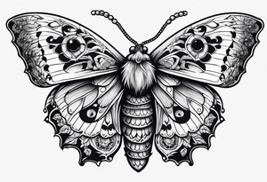 Death moth traditional with vertical design for shin tattoo idea