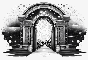 cosmic spiritual archway starry skies tattoo idea