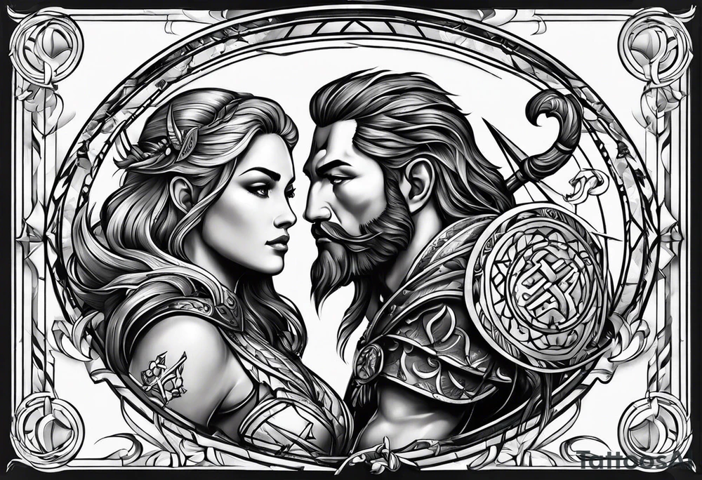 Zodiac Leo and sagittarius tattoo idea