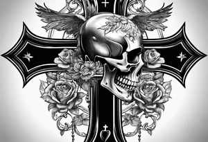 skeleton walking with a cross tattoo idea