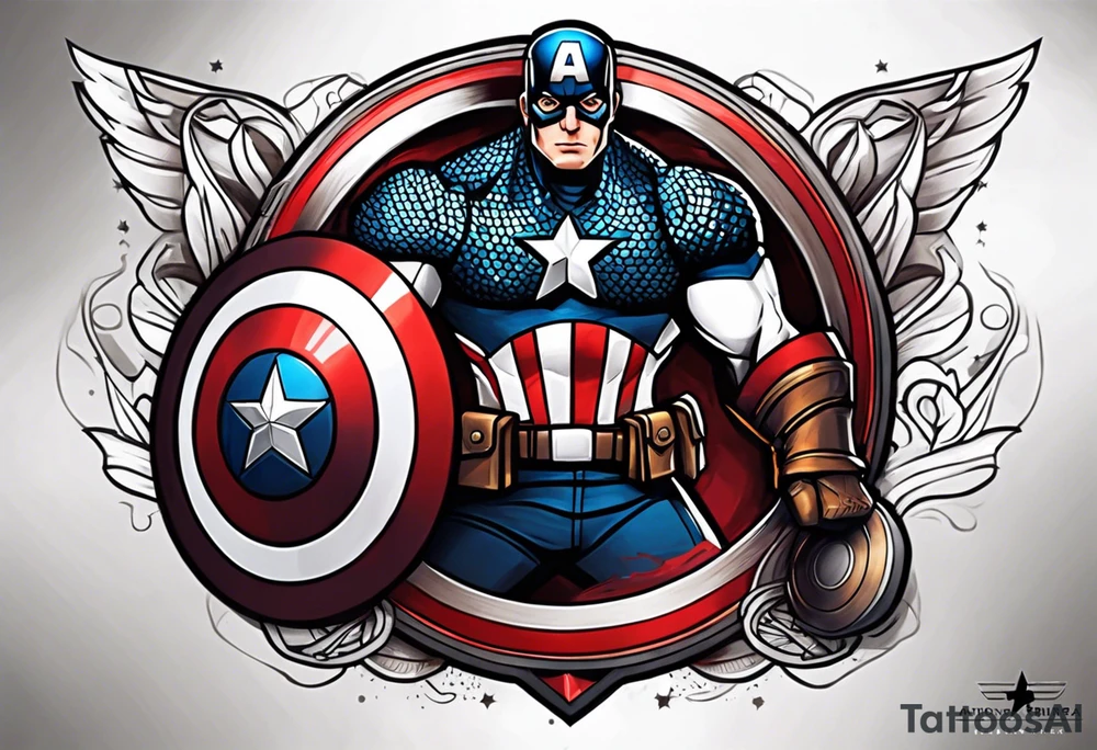 Tizona sword and Captain America Shield tattoo idea