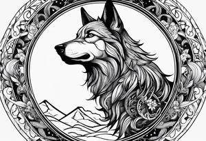 Cheval et loup enlacé tattoo idea