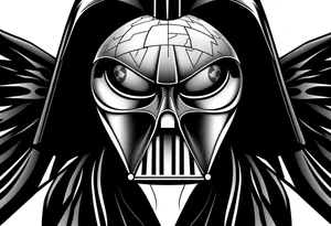 Darth vader with death star in the backdrop tattoo idea