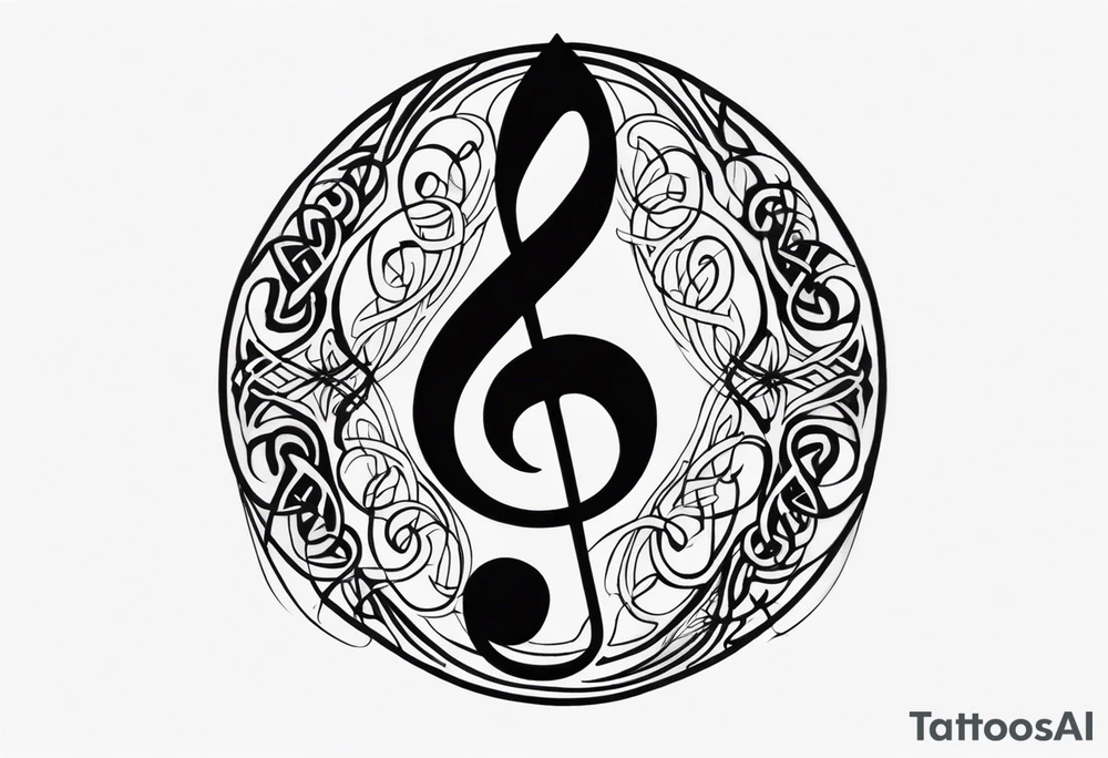 Celtic style bass clef tattoo idea