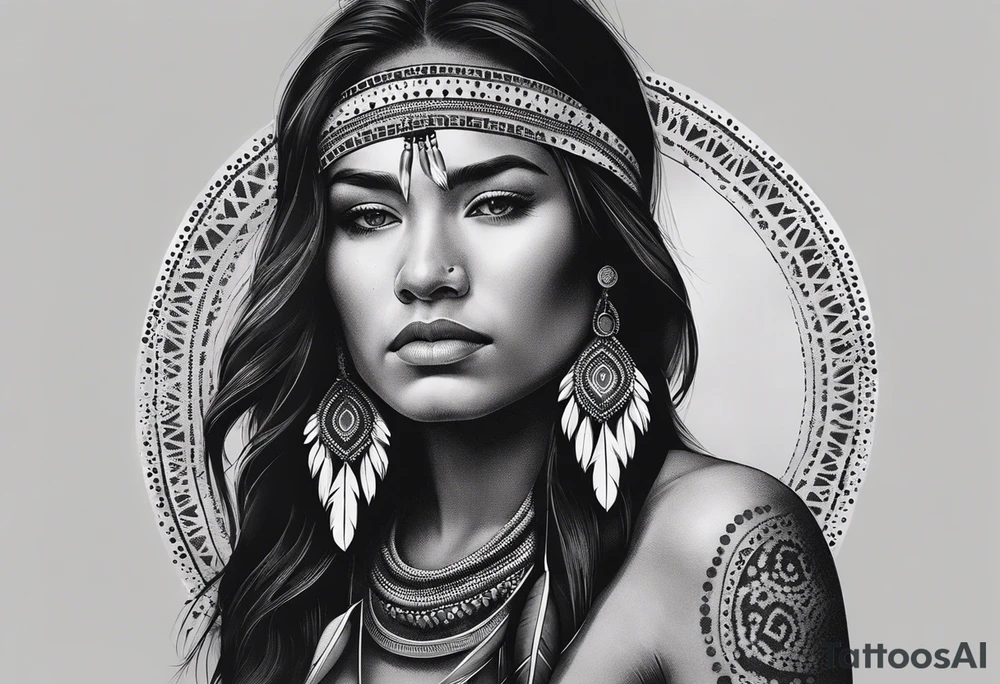 Native American woman tattoo idea
