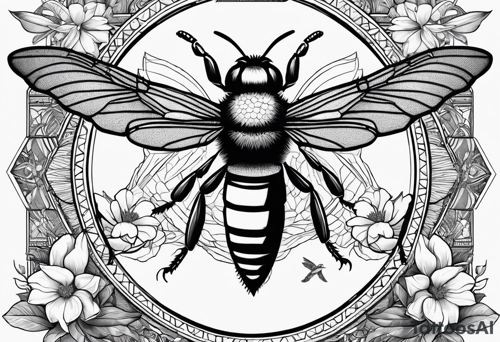 bee in the center of tattoo, alligator on the side, magnolia's around them with a pelican on top tattoo idea