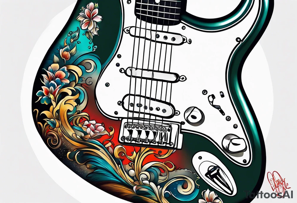 retro fender strat tattoo idea
