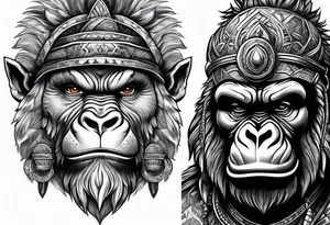 Warrior and gorilla tattoo idea