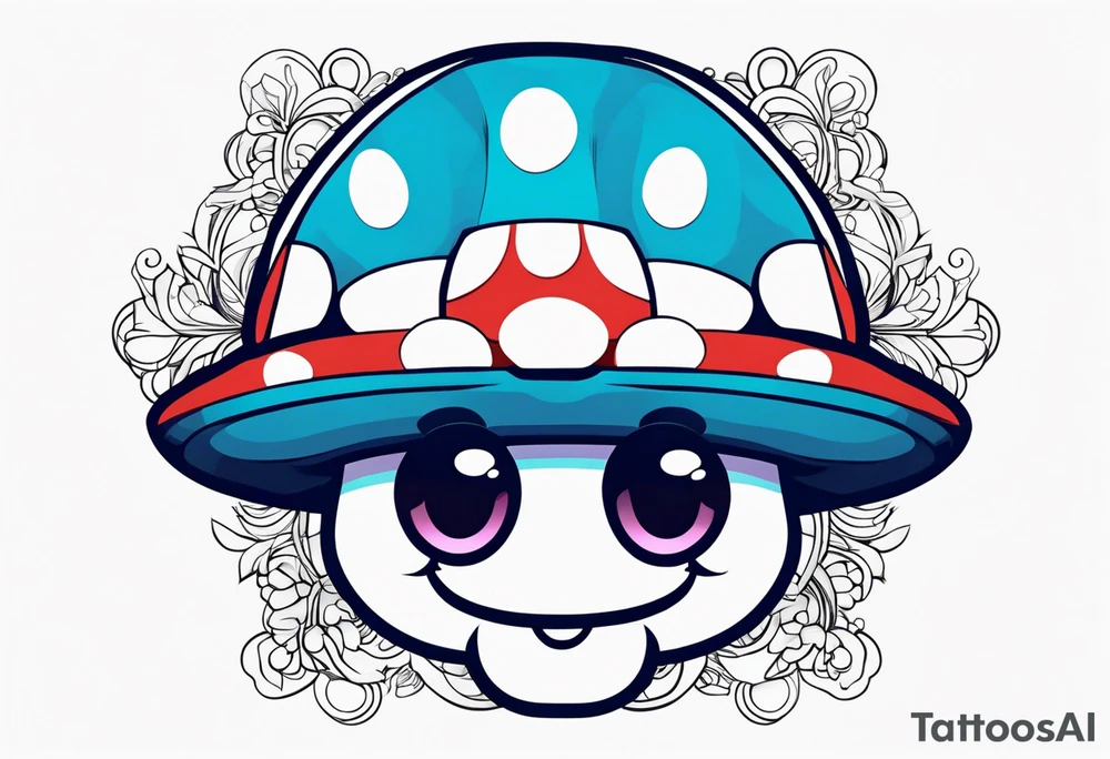 Madhatter blue mushroom mario tattoo idea