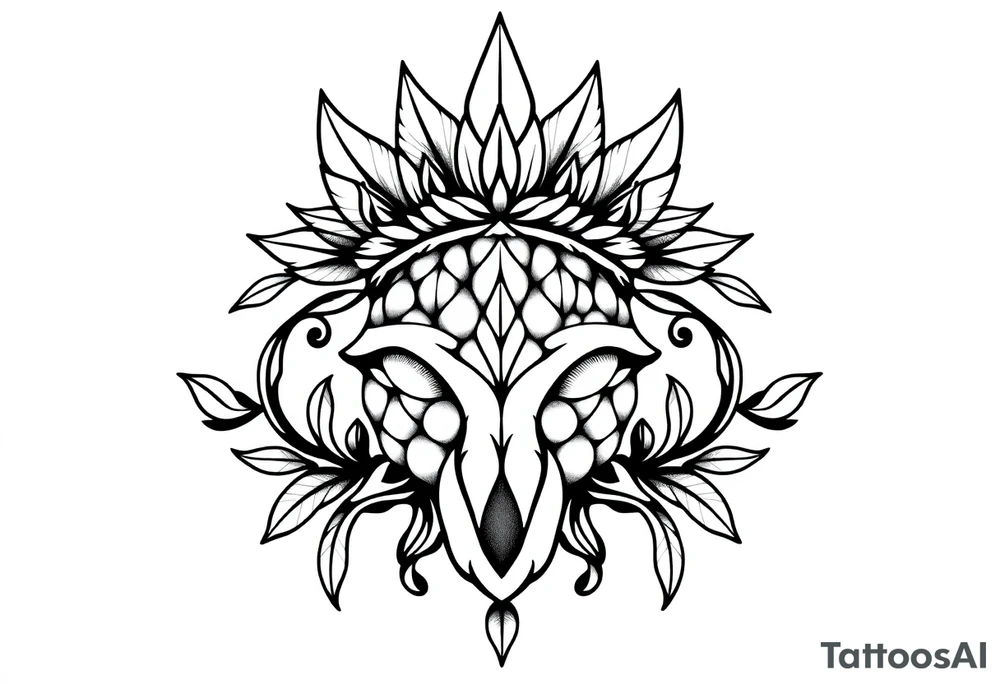 Majestic crown pineapple vagina and anus tattoo idea