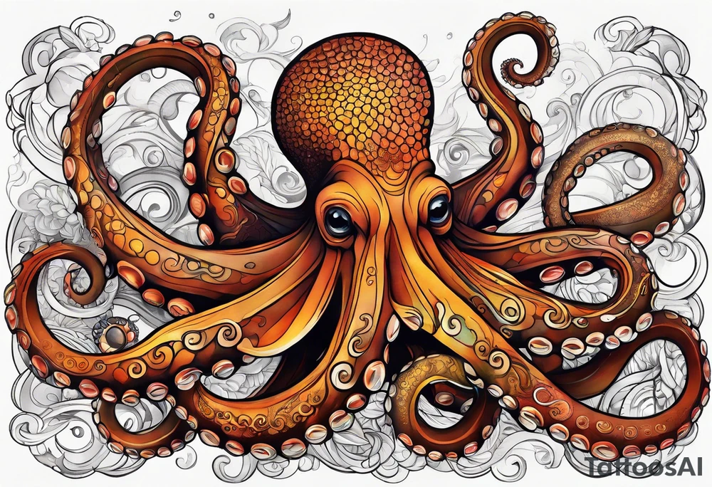 Octopus Arm Sleeve with fall colors tattoo idea