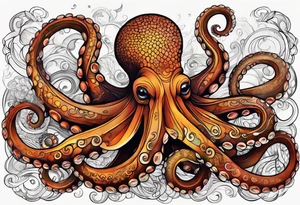 Octopus Arm Sleeve with fall colors tattoo idea